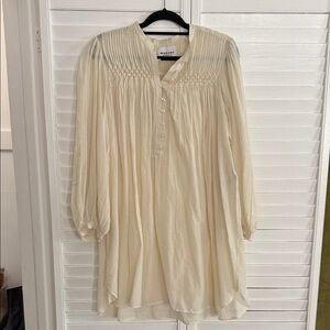 Isabel Marant Étoile Cream Smocked Yoke Tunic Dress size 38